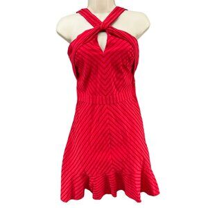 Adelyn Rae Cailin Woven Mini Dress Red Hibiscus Stripe Sleeveless Size S